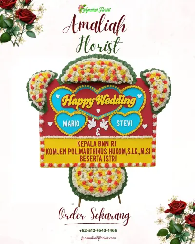 Karangan Papan Bunga Pernikahan di Pancawati
